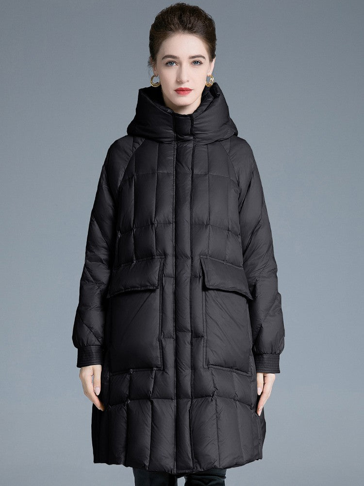 Hooded Flared Down Puffer Coat – Vivian Seven