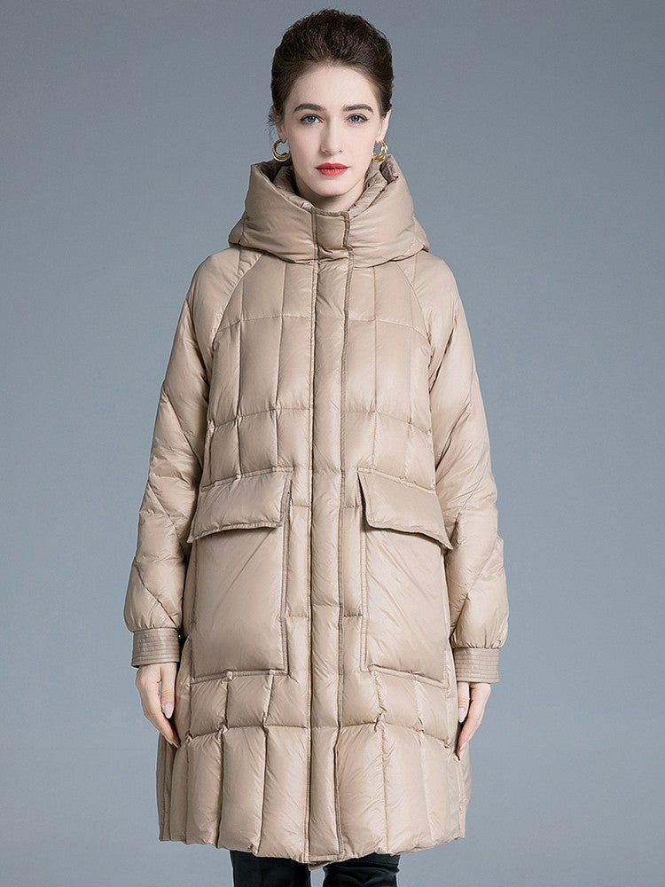 Women's Winter Hooded Flared Down Puffer Coat