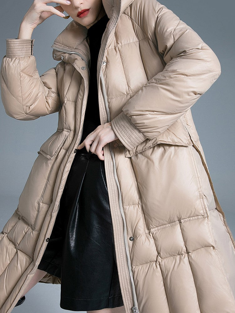 Women's Winter Hooded Flared Down Puffer Coat