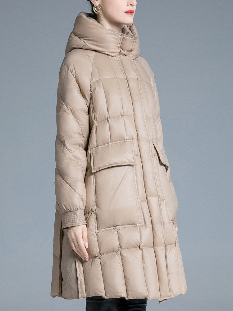 Women's Winter Hooded Flared Down Puffer Coat