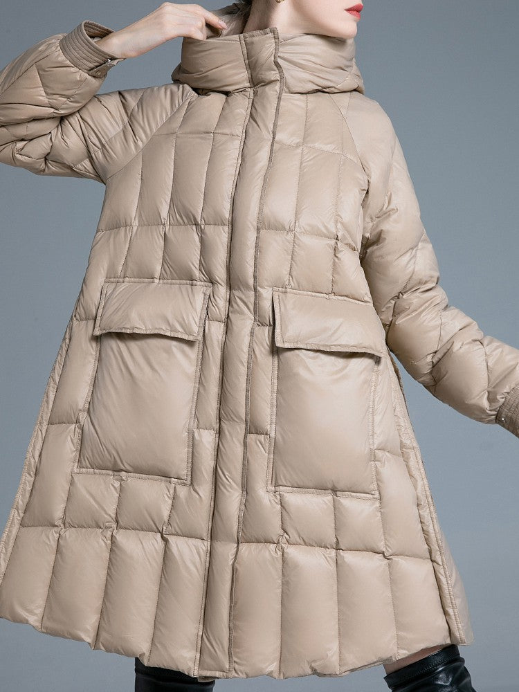 Hooded Flared Down Puffer Coat – Vivian Seven