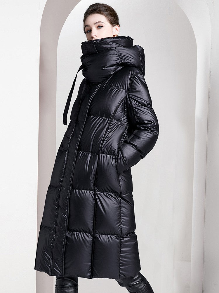 Women's Winter Hooded Quilted Down Snap Front Coat