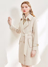 ivory belted coat for women 