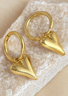 Women's Jewelry 14K Gold Plate Stainless Steel Heart Drop Hoop Earrings