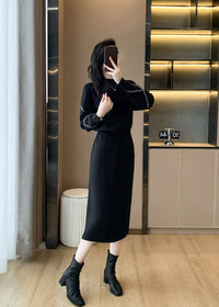 Knit Crewneck Pullover Sweater Skirt Two-Piece Set