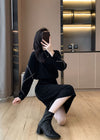 Knit Crewneck Pullover Sweater Skirt Two-Piece Set