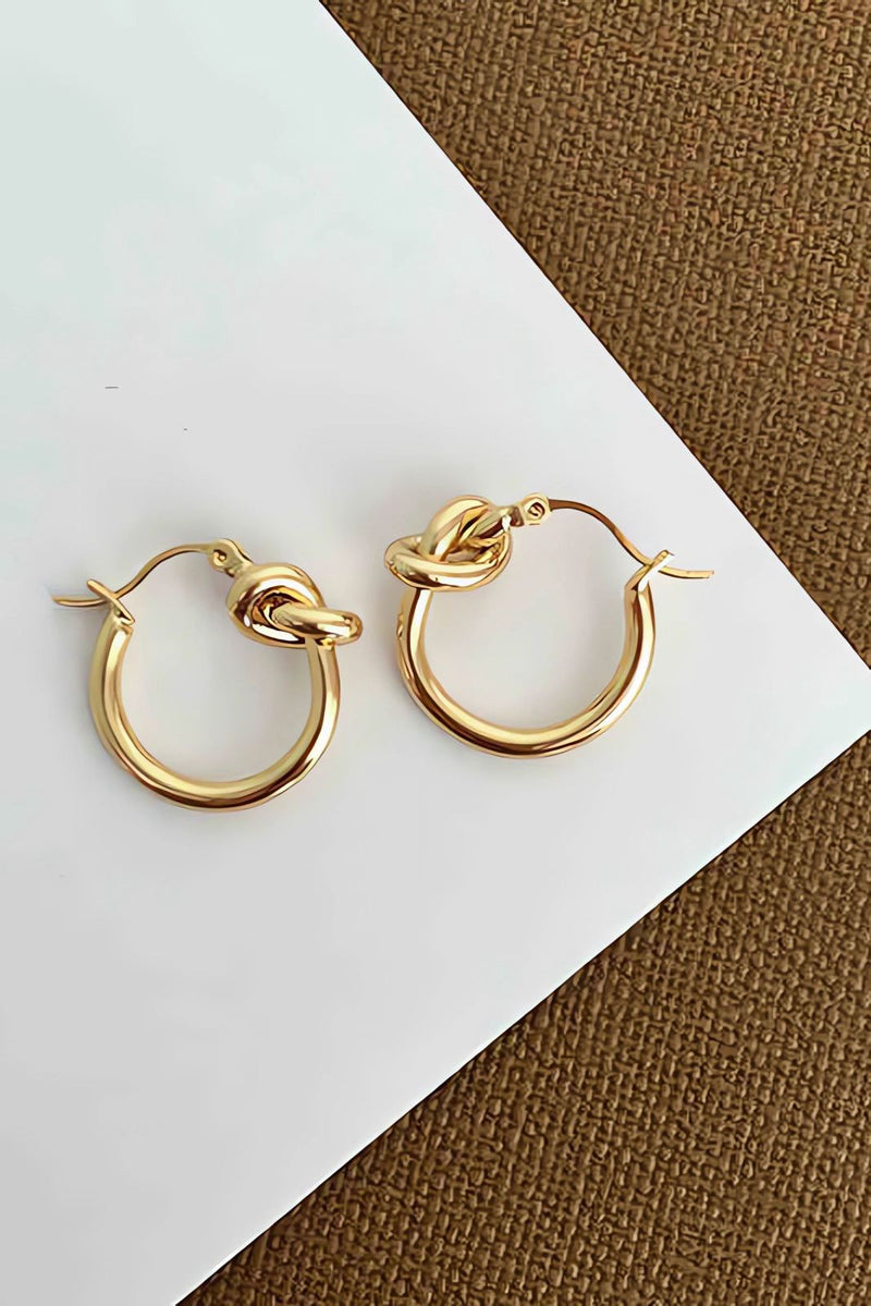 18K Gold Plate Knot Hoop Earrings