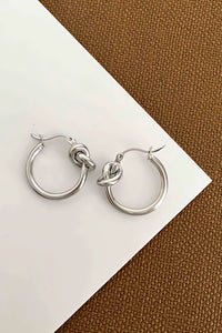 18K Gold Plate Knot Hoop Earrings