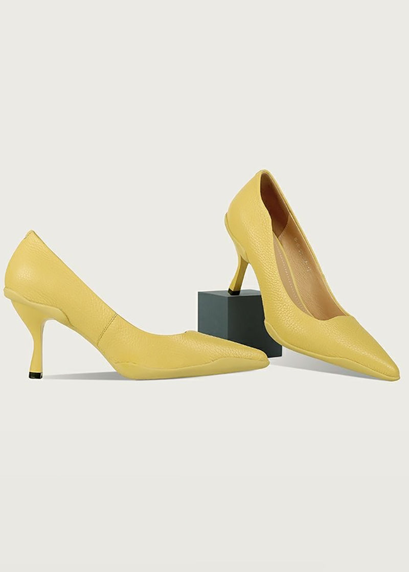 yellow leather heels