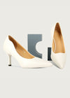 white leather pumps