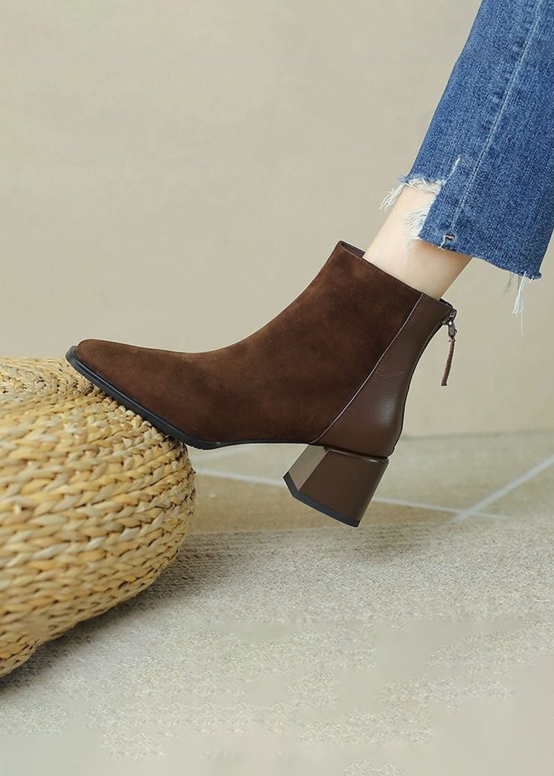 brown leather booties