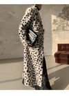 Women's Leopard Double Breasted Faux Fur Fleece Long Coat