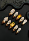 Leopard Rhinestone Coffin Press-on Nails