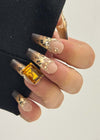 Leopard Rhinestone Coffin Press-on Nails