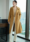 Vivian Seven Women's Lois Longline Belted Double Face Wool Coat Camel