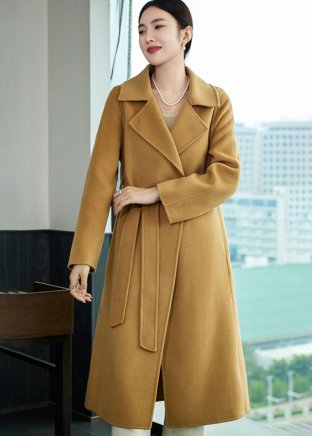 Lois Longline Belted Double Face Wool Coat – Vivian Seven