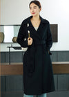 Vivian Seven Women's Lois Longline Belted Double Face Wool Coat Black