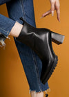 Lug Sole Block Heel Genuine Leather Booties