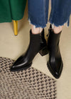 Lug Sole Block Heel Genuine Leather Booties