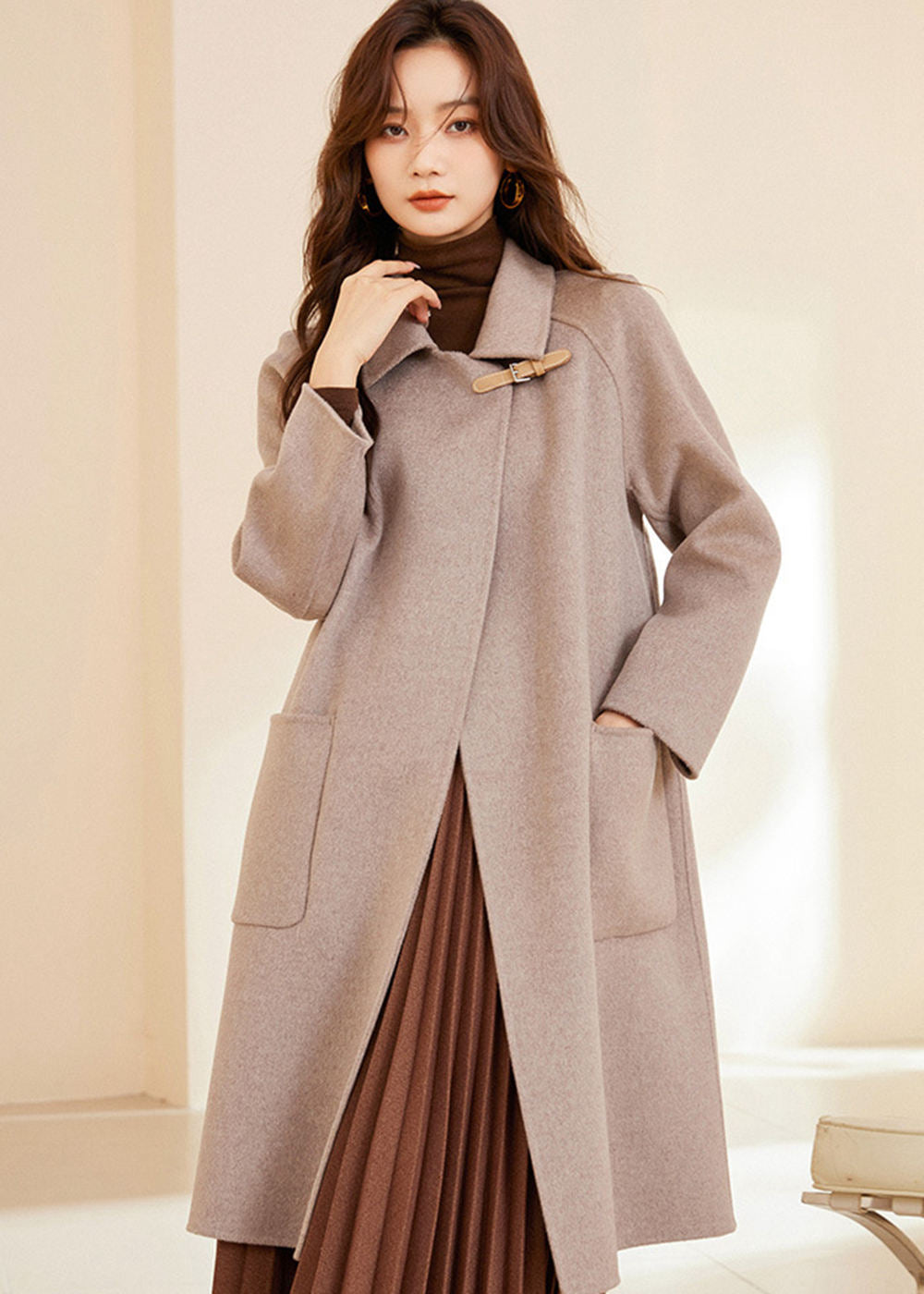 Maia Spread Collar Double Face Wool Coat – Vivian Seven