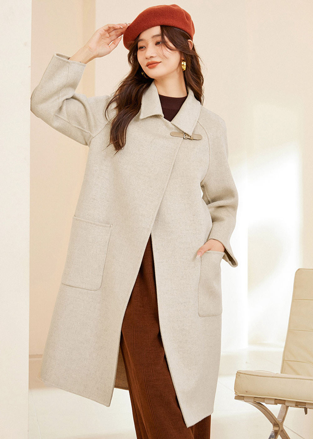 Maia Spread Collar Double Face Wool Coat – Vivian Seven