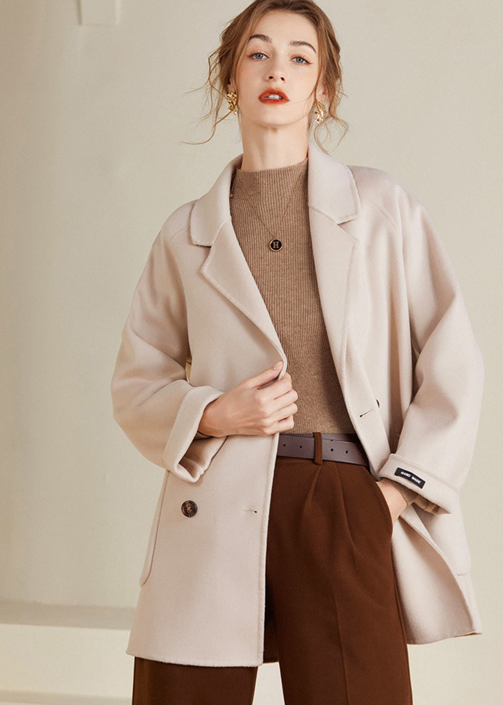 Maisie Double Breasted Button Wool Coat – Vivian Seven