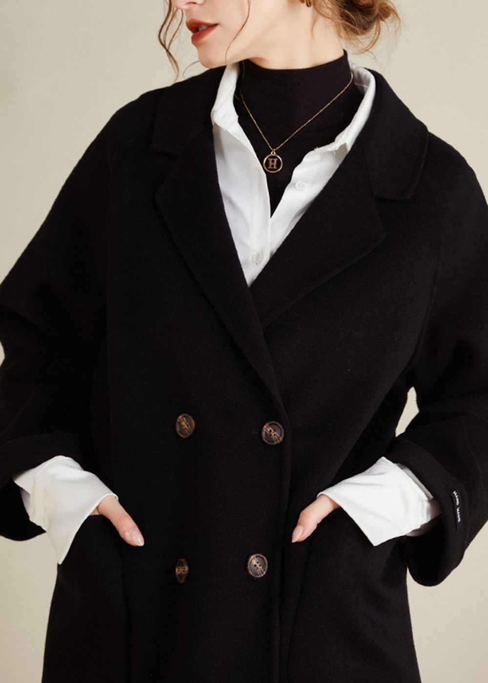 Maisie Double Breasted Button Wool Coat – Vivian Seven
