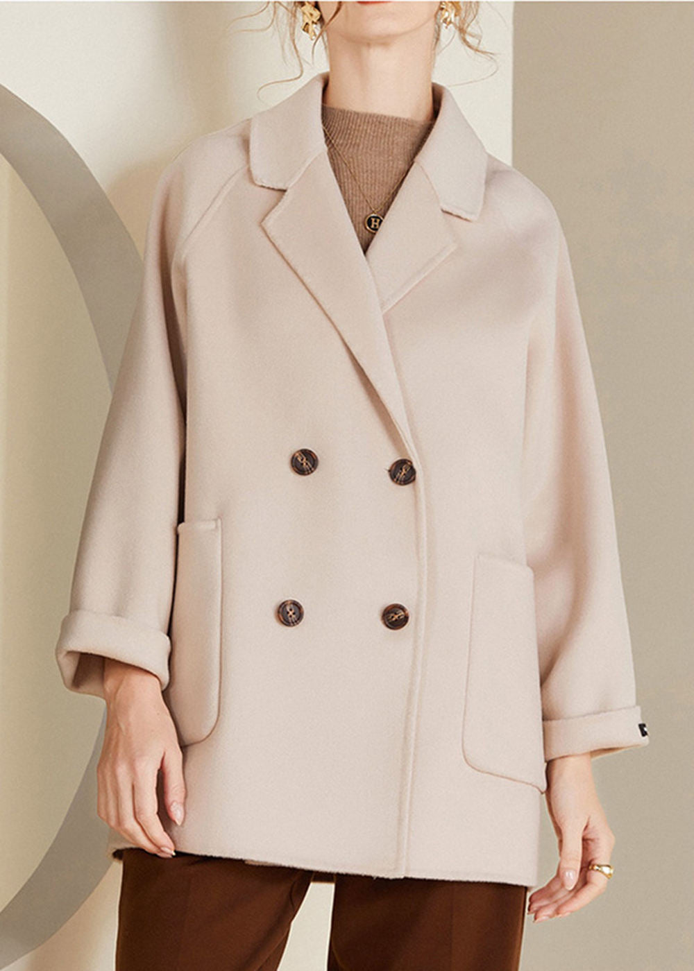 Women's Maisie Double Breasted Button Wool Coat