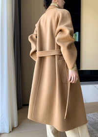 Vivian Seven Women Minerva Relaxed Fit Belted Double Face Wool Coat Camel