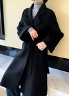 Vivian Seven Women Minerva Relaxed Fit Belted Double Face Wool Coat Black