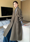 Vivian Seven Women Minerva Relaxed Fit Belted Double Face Wool Coat Gray