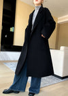 Vivian Seven Women Minerva Relaxed Fit Belted Double Face Wool Coat Black