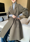 Vivian Seven Women Minerva Relaxed Fit Belted Double Face Wool Coat GRAY