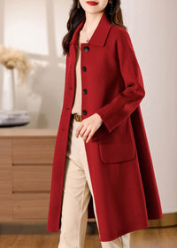 Vivian Seven Women's Muriel Single Breasted Double Face Wool Coat  Red