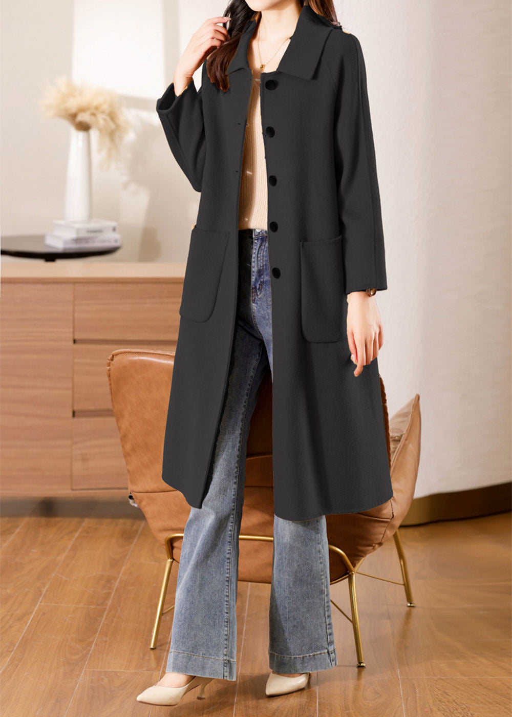 Muriel Single Breasted Double Face Wool Coat – Vivian Seven