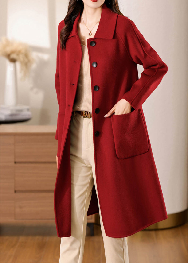 Vivian Seven Women's Muriel Single Breasted Double Face Wool Coat Red