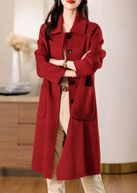 Vivian Seven Women's Muriel Single Breasted Double Face Wool Coat Red