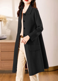 Vivian Seven Women's Muriel Single Breasted Double Face Wool Coat Black