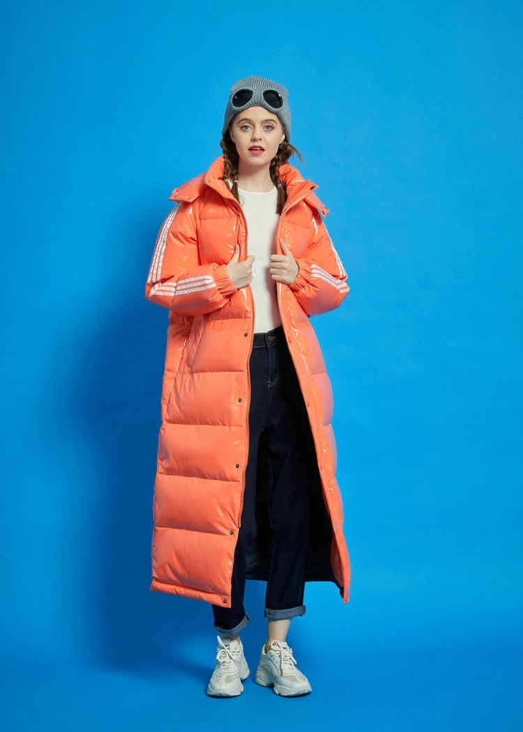 Orange Hooded Goose Down Puffer Long Coat – Vivian Seven
