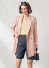 Women's Pink Wool Blend Double Breasted Blazer