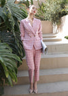 Vivian Seven Women's Pink Plaid Double Breasted Blazer Pants Suit Set