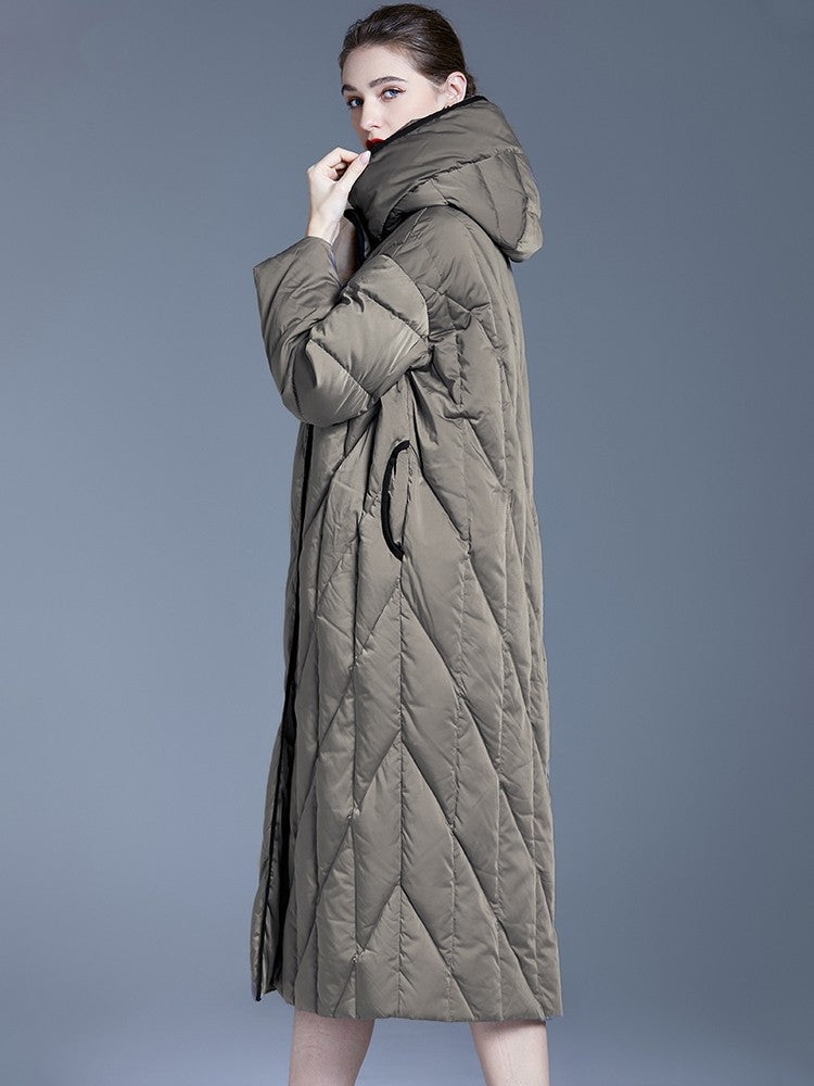 Quilted Hooded Longline Down Puffer Jacket – Vivian Seven