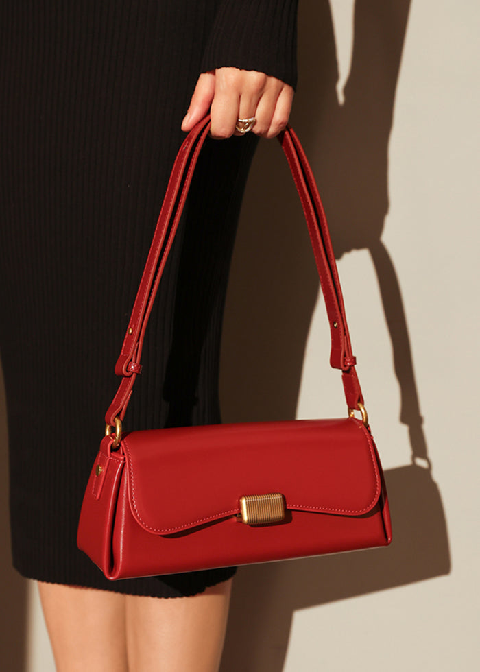 red shoulder handbag