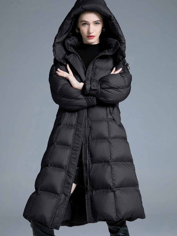 Women's Winter Removable Hood Belted Down Puffer Coat