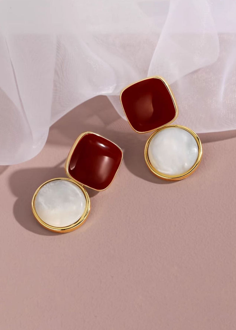 Women's Claret Sea Shell Drop Earrings