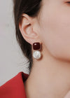 Women's Claret Sea Shell Drop Earrings