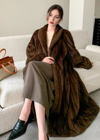 Shawl Collar Longline Faux Fur Coat