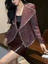 Women's Tweed Tassel Belted Jacket