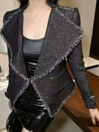 Women's Tweed Tassel Belted Jacket