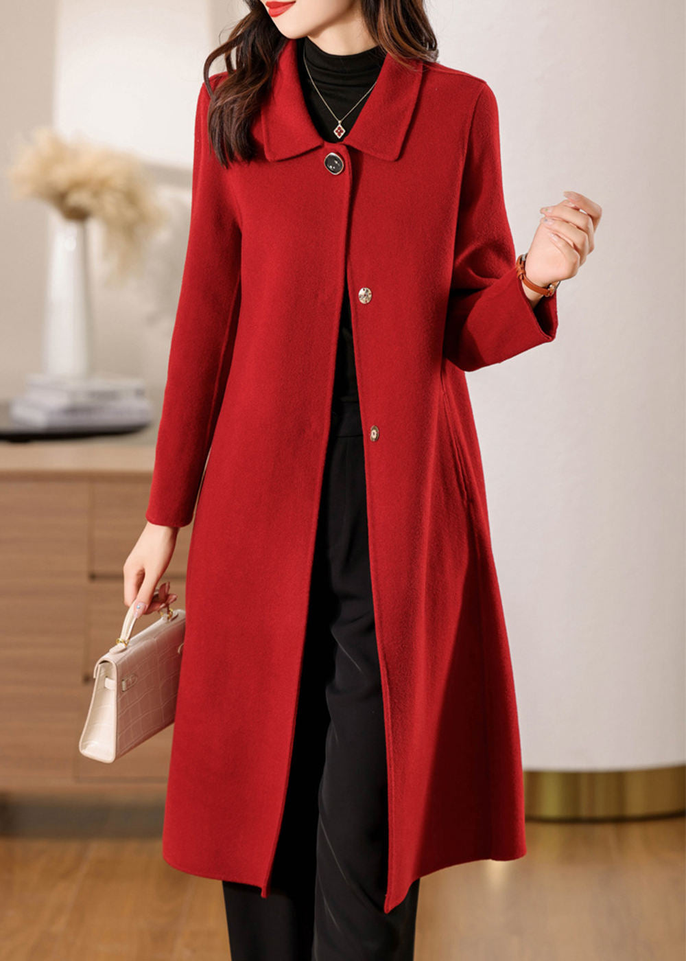 Isabella Belted Spread Collar Double Face Wool Coat – Vivian Seven